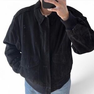 Vintage Paris Sport Club Unisex Suede Leather Bomber Jacket